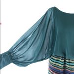 Hot & Delicious Boho Woven Blouson Dress Long Split Sleeves Green Photo 1