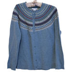 Tabitha Webb  FairIsle Wool Cardigan Grandpa Sweater Large Nordic Heritage Cozy Photo 0