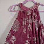 Anthropologie Feather Bone Pink Gold Metallic Print Halter Blouse Womens L Tank Photo 9