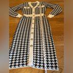 Houndstooth Pattern Contrast Trim Sweater Dress Photo 10