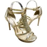 Ganni Gianni Bini Gold Metallic Heels Size 8 Holiday Party Going Out Sparkly Platform Photo 2