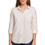 Madewell white gray plaid size small flannel button up Photo 0