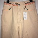Cider  new cream wide leg embroidered jeans festival concert fall size‎ small NWT Photo 2