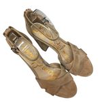 Sam Edelman  Yancy Ankle Strap Block Heel Peep Toe Suede Sandals Oatmeal Size 9.5 Photo 1