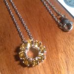 Yellow Swarovski Crystal Sterling Silver Circle Pendant Stainless Steel Necklace Photo 1