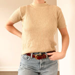 Vintage Mock Neck Metallic Gold Sweater Top Photo 0