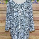 Rebecca Malone Women's Metallic Animal Print Thin Knit Top 1X 3/4 Sleeve Stretch Photo 0