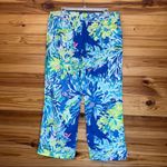 Lilly Pulitzer  Calley pants brilliant blue wade and sea Size 12 100% linen NEW Photo 5