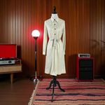 Vintage 70s Just Mort Dagger Collar Square Polka Dot Shirt Dress Matching Belt S Black Photo 1