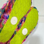 UGG  Multicolor Fluffy Slippers with Lime Strap Photo 6