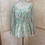 Torrid Cotton Clip Dot Blouson Sleeve Smocked Long Sleeve Top Floral Print 2XL Photo 3