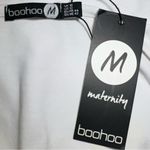 Boohoo Maternity Long Sleeve Top Crew Neck Ruched Sides White Size US 12 NWT Photo 3