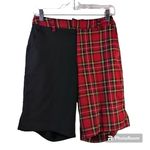 Hot Topic  Black & Red Plaid Split Bermuda Shorts Size M Photo 0