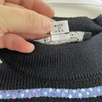 St John Evening By Marie Gray Black Knit Stripe Sequin Pullover Vtg USA Sz P Photo 3