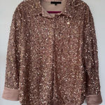 The Vintage Shop The Vintage Shop Pink Rose Gold Sequin Button Down Oversized Shirt Size M Photo 0