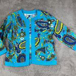 Tantrums Floral Paisley Print Open Front Cardigan Jacket Bohemian Size L Blue Size L Photo 0