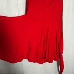 L'Academie Red V Neck Long Bell Sleeve Tie Waist Mini Dress Size Small Photo 4
