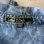 Love Stitch Light Acid Wash Distressed Denim Vest Y2K 90's Sz S Blue Photo 5