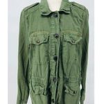 Gap Vintage Utility Army Green Jacket Women’s M Linen Blend Olive Shirt Buttons Photo 0