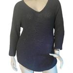 New York And Company  Blue Sparkly V Neck Tunic Sweater  Photo 0