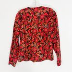 Sundry  Floral Puff Sleeve Buttondown Shirt in Mahogany Garnet Size Medium Photo 7