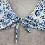 SheIn Blue White Floral Bikini Top Tie Front Swimwear Swimsuit Small Photo 2