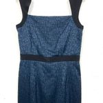 Jay Godfrey Womens Sheath Dress Geometric Strap Cocktail Party Blue Black Size 8 Photo 4