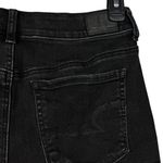 American Eagle SZ 10 Hi-Rise Shortie Jean Shorts Floral Crochet Frayed Hem Black Photo 5