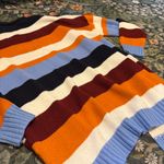 Grannycore Striped Cardigan Orange Blue Red Cozy Sweater Winter Fall Women’s M Size M Photo 6