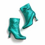 None METALLIC Green Slouchy Square Toe Holiday Boots Size 42 / US 11 Photo 7