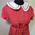 Bonnie Jean Vintage Red Pleated Sundress with Peter Pan Collar and Rose Details Size 14 Photo 3