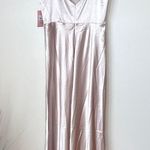 Birdy Grey NEW NWT Birdy Gray Jay Dress Shiny Satin Taupe XL V-Neck Maxi Wedding Event Gala Photo 7