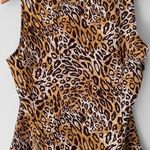 Milano Women’s Animal Print Ruffled Front Sleeveless Button Shirt Top Size M Size M Photo 2