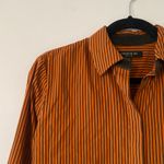Lafayette 148 Orange Brown Pinstripe Button Down Shirt Cotton Preppy size Small Photo 2