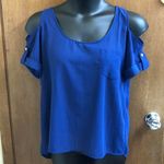 Dina Be Navy Sheer Cold Shoulder Top Photo 0