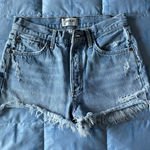 AGOLDE  Light Blue Frayed Jean Shorts Photo 0