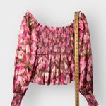 Rachel Parcell NEW Smocked Blouse Womens XS Pink Multi Floral Long Sleeve Top Photo 4