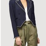 frame denim FRAME double breasted piped jacket navy blue size 2 J1 Photo 0