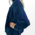 90s TALLY HO Green and Blue Plaid Gold Button Accent Button Up Cardigan Size L Photo 2