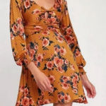 Free People  Morning Light Marigold Floral Mini Dress Cut Out‎ Long Sleeve Size 6 Photo 0