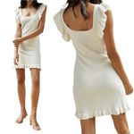 NWT House of Harlow 1960 Sweater Dress Women's Size Large Cream Pointelle Knit White Photo 13