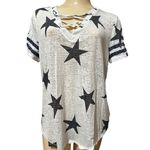 Maurice's  24/7 Semi-Sheer Star Print V-Neck Tee, Large Photo 0