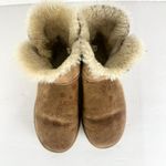 UGG  Mini Bailey Button Boot Womens Size 8 Logo Spellout Brown Monogram Photo 3