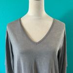 POL Gray V-Neck Top 3/4 Sleeves Basic Solid Casual Tee Womens Size S Photo 1