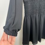 Madewell  Bubble-Sleeve Smocked Mini Dress in True Black Size Small NWT Photo 11