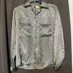 Alain Gerard Women's Snake Skin Blouse, Size 4 Silver Gray Top, Button Front Top Photo 0