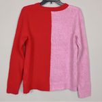 Cupcakes and Cashmere Heart Sweater Red and Pink Color Block Crewneck Sz S Photo 3