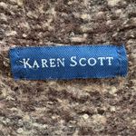 Karen Scott XL Boiled Wool Blend Cardigan Brown Marled Knit 90s Indie Grandpa Photo 9