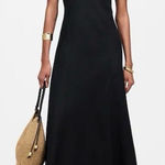 Madewell NWT Women's Size 12 Black Scoopneck Sleeveless Midi Dress 100% Linen Photo 0