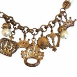 Vintage Faux Pearl Crown Charm Necklace – Rhinestone Royal Statement Photo 10